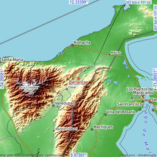 Topographic map of Barrancas