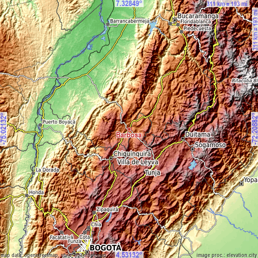 Topographic map of Barbosa