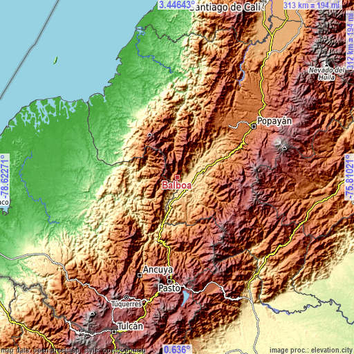 Topographic map of Balboa