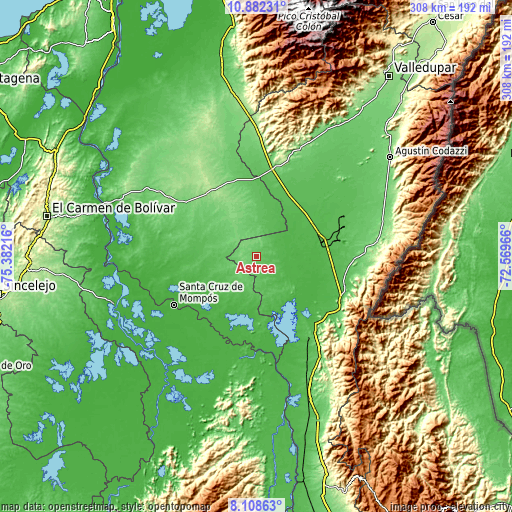 Topographic map of Astrea