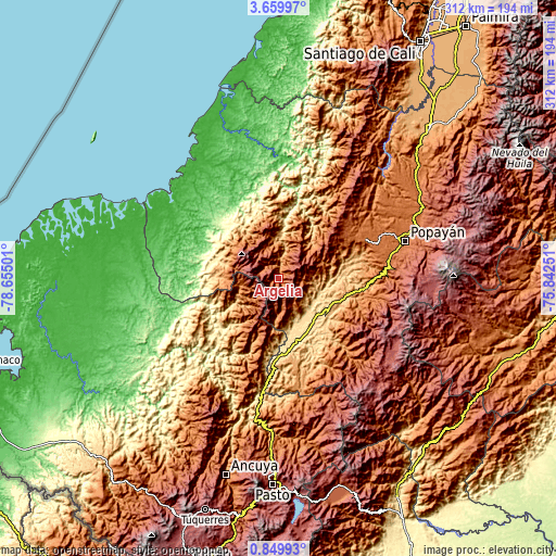 Topographic map of Argelia
