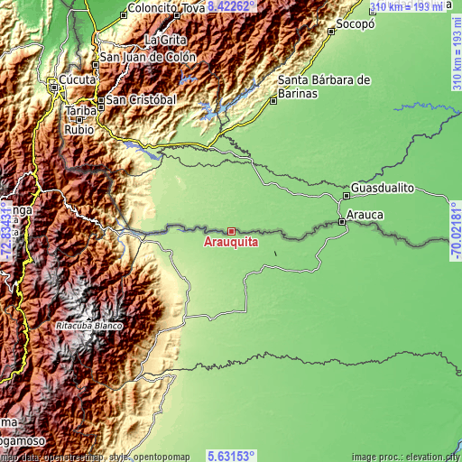 Topographic map of Arauquita