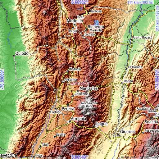 Topographic map of Aranzazu