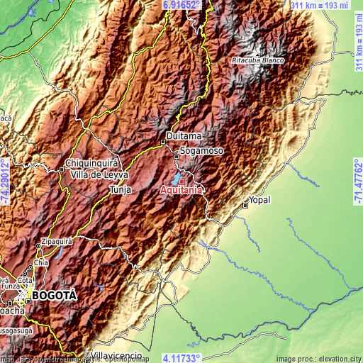 Topographic map of Aquitania