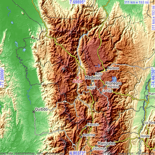 Topographic map of Anzá