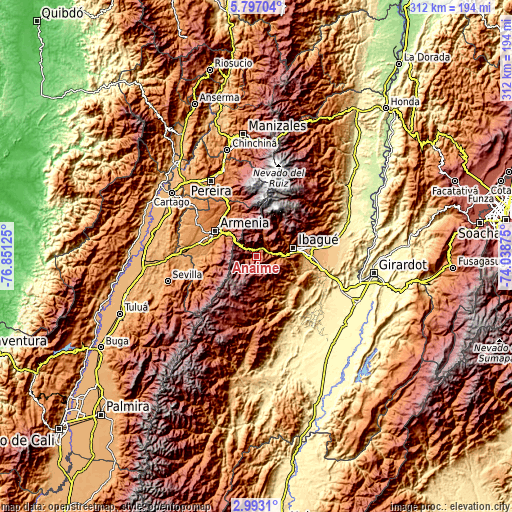 Topographic map of Anaime