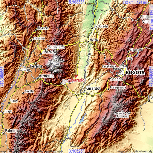 Topographic map of Alvarado