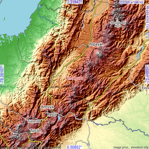 Topographic map of Almaguer