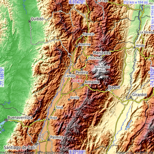 Topographic map of Alcalá