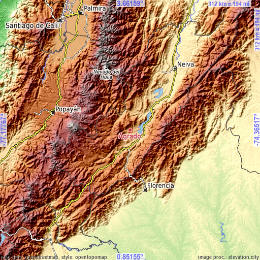 Topographic map of Agrado