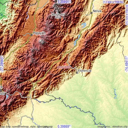 Topographic map of Acevedo