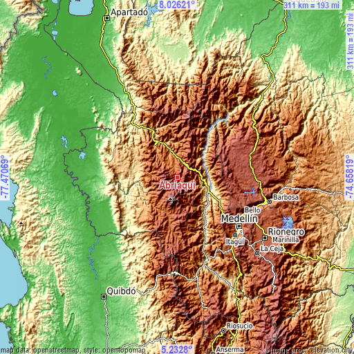 Topographic map of Abriaquí