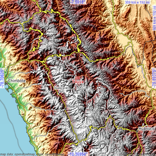 Topographic map of Yauya