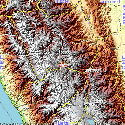 Topographic map of Yanas