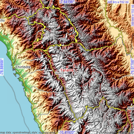 Topographic map of Yanama