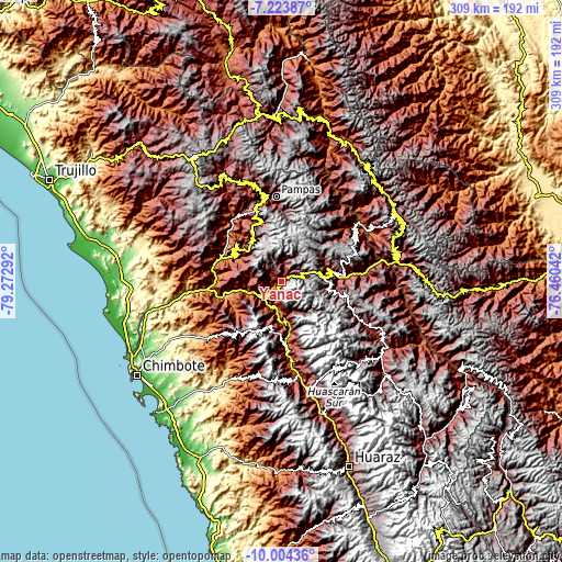 Topographic map of Yanac