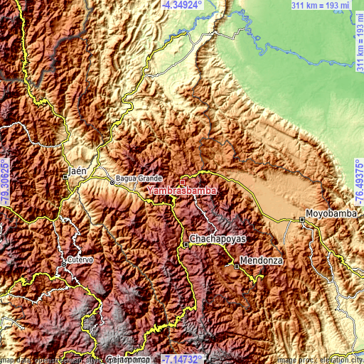Topographic map of Yambrasbamba