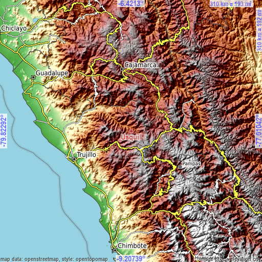 Topographic map of Usquil