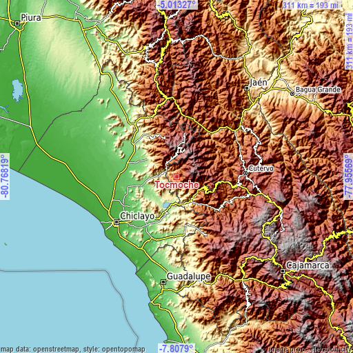 Topographic map of Tocmoche