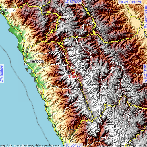 Topographic map of Tinco