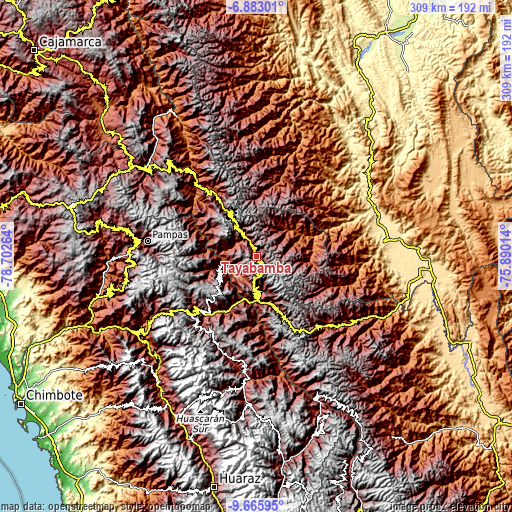 Topographic map of Tayabamba