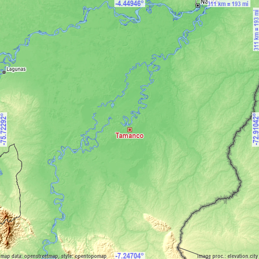 Topographic map of Tamanco