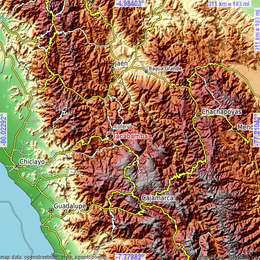 Topographic map of Tacabamba