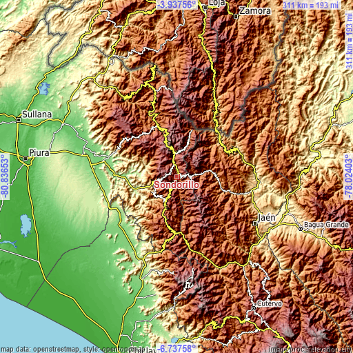 Topographic map of Sondorillo