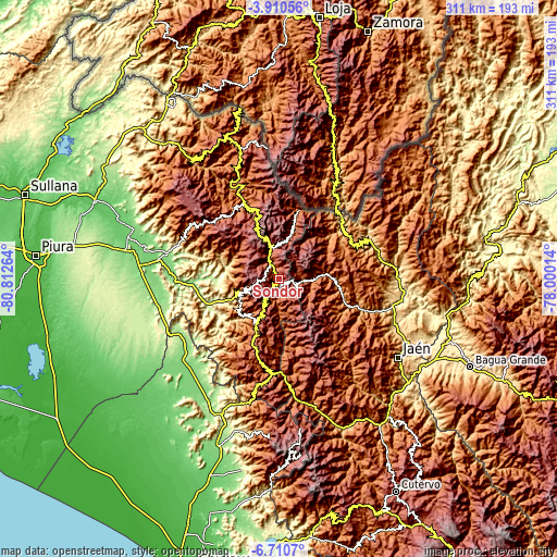Topographic map of Sondor