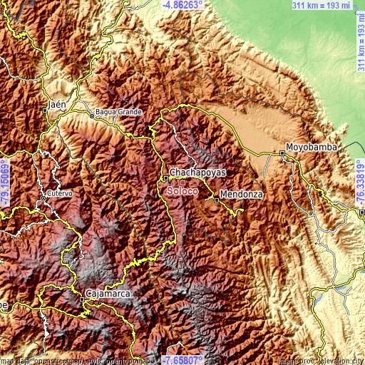 Topographic map of Soloco