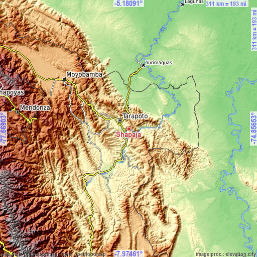 Topographic map of Shapaja