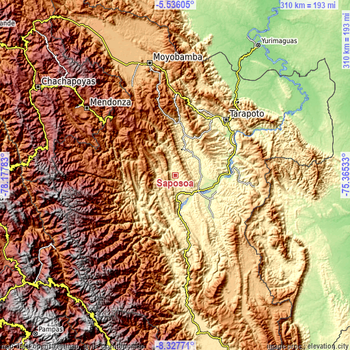 Topographic map of Saposoa