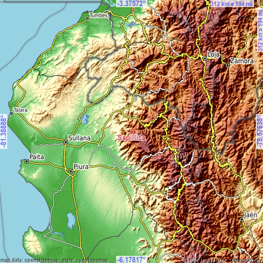 Topographic map of Sapillica