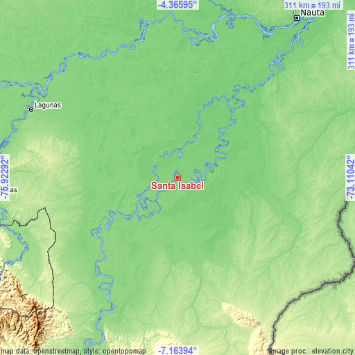 Topographic map of Santa Isabel