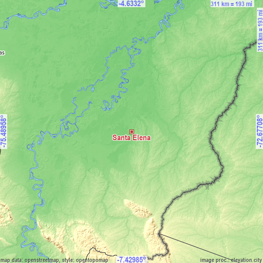 Topographic map of Santa Elena