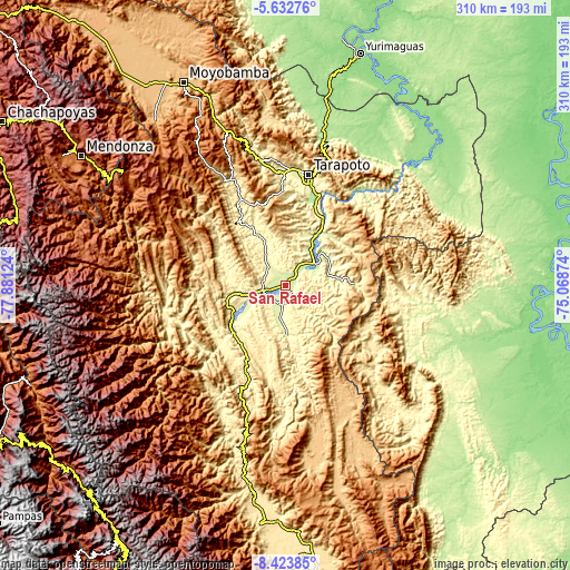 Topographic map of San Rafael