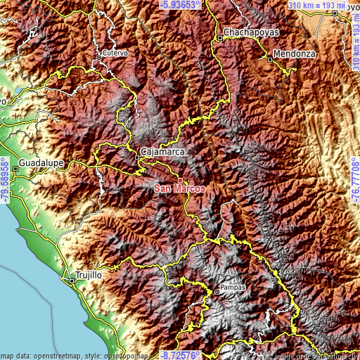 Topographic map of San Marcos