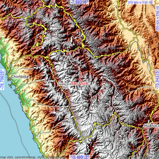 Topographic map of San Luis