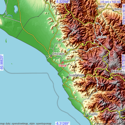 Topographic map of Saña