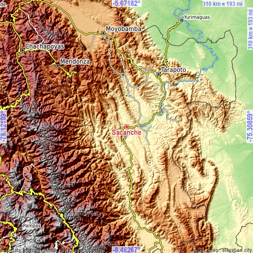 Topographic map of Sacanche