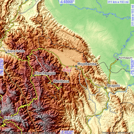 Topographic map of Rioja