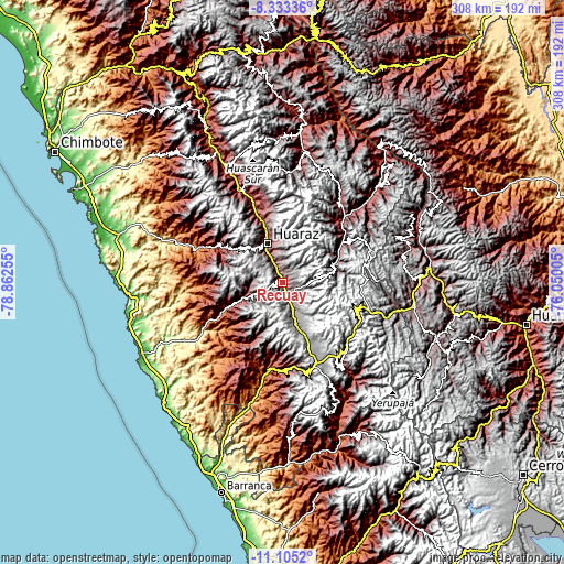 Topographic map of Recuay