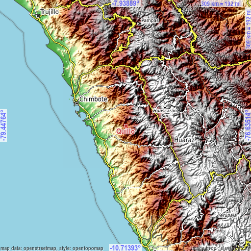 Topographic map of Quillo