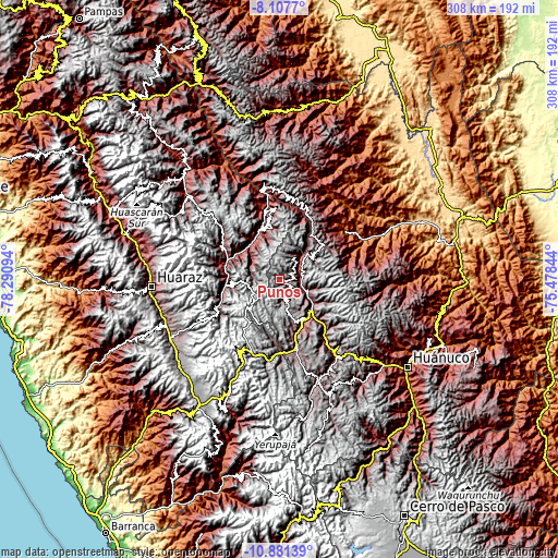 Topographic map of Puños