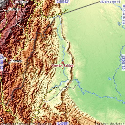 Topographic map of Puerto Galilea