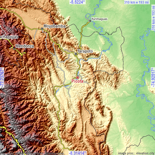 Topographic map of Picota