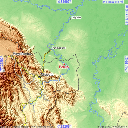 Topographic map of Pelejo