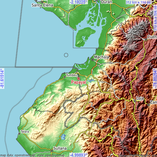 Topographic map of Papayal