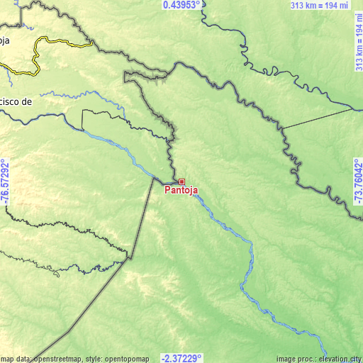 Topographic map of Pantoja