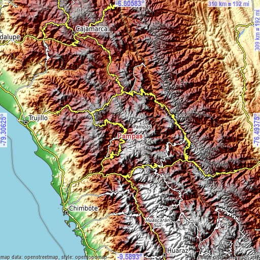 Topographic map of Pampas